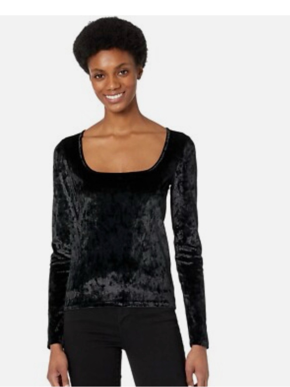 Vince  Velour Square Neck Long Sleeve top
